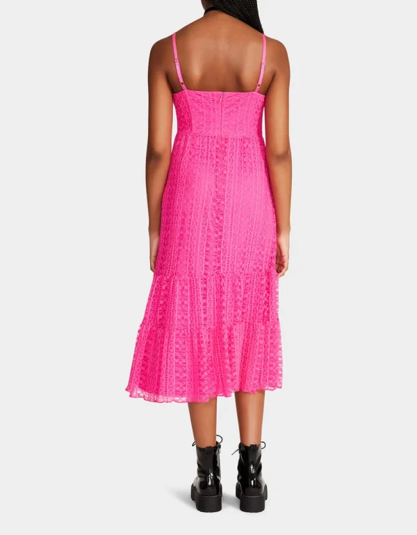 Betsey Johnson Ava Corset Midi Dress Pink Store