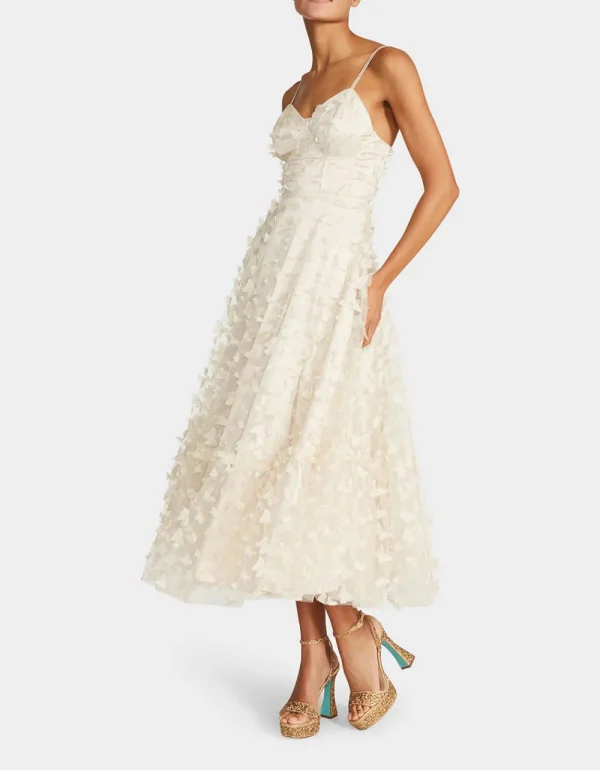 Betsey Johnson Beautiful Butterfly Maxi Dress Cream Cheap