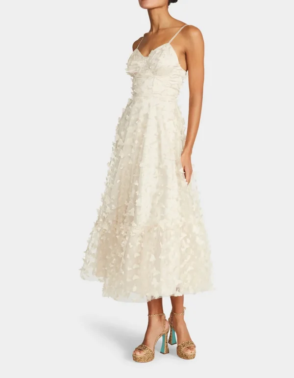 Betsey Johnson Beautiful Butterfly Maxi Dress Cream Cheap