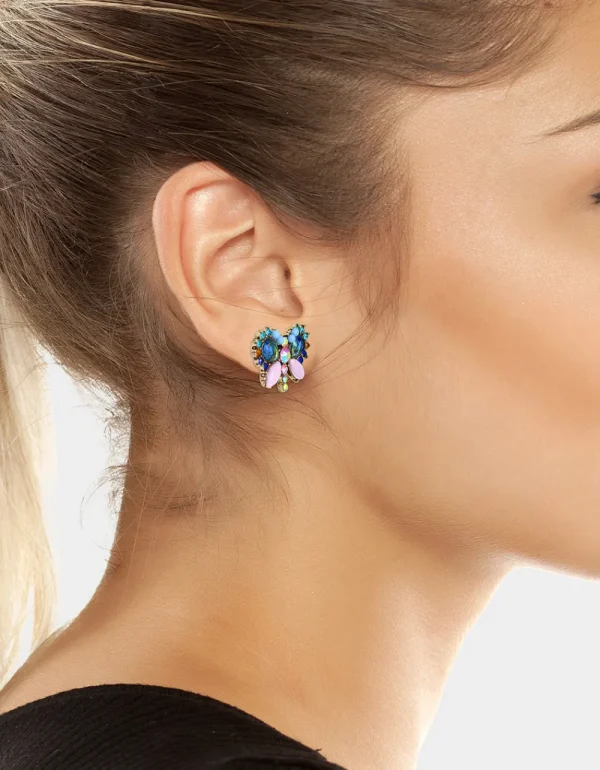 Betsey Johnson Betsey Love Fest Butterfly Stud Earrings Pastel Multi Clearance
