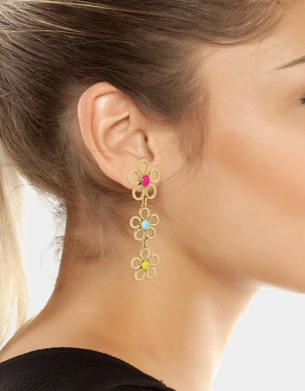 Betsey Johnson Betsey Love Fest Open Heart Linear Earrings Pastel Multi Outlet