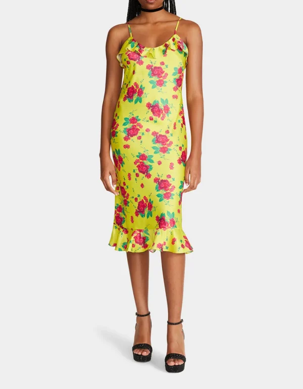 Betsey Johnson Betseys Painted Rose Midi Dress Lime Shop