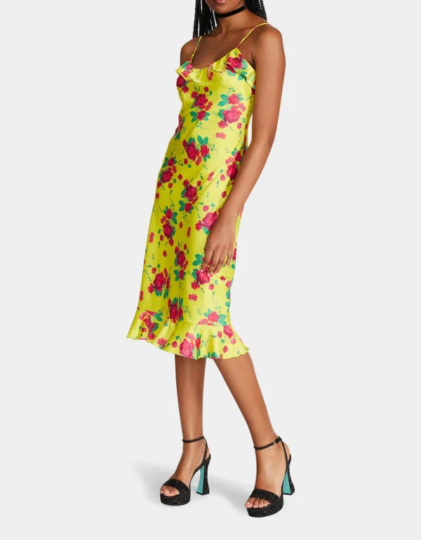 Betsey Johnson Betseys Painted Rose Midi Dress Lime Shop