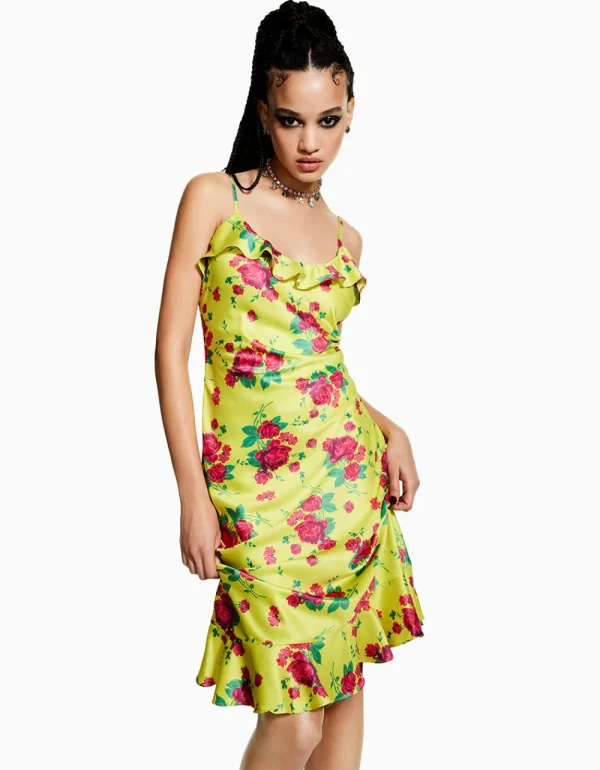 Betsey Johnson Betseys Painted Rose Midi Dress Lime Shop