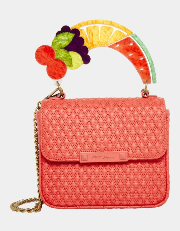 Betsey Johnson Fruity Handle Flap Bag Red Clearance