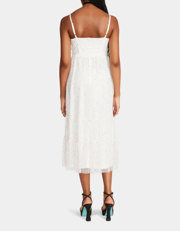 Betsey Johnson Garden Vibes Corset Midi Dress White Multi Hot