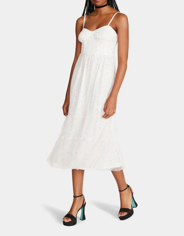 Betsey Johnson Garden Vibes Corset Midi Dress White Multi Hot