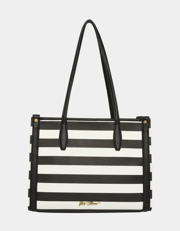 Betsey Johnson Gradient Garden Striped Tote Black/White Black White Hot