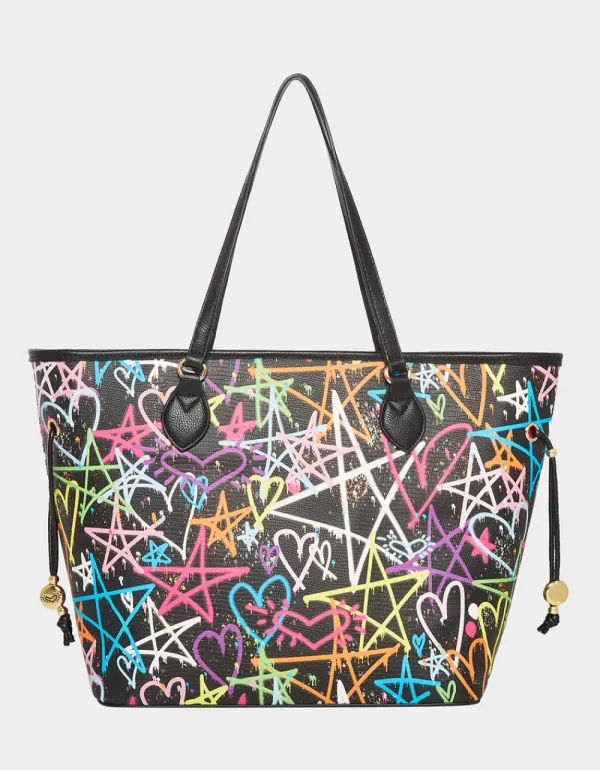 Betsey Johnson Graffiti Sweetie 2 Tote Black Fashion