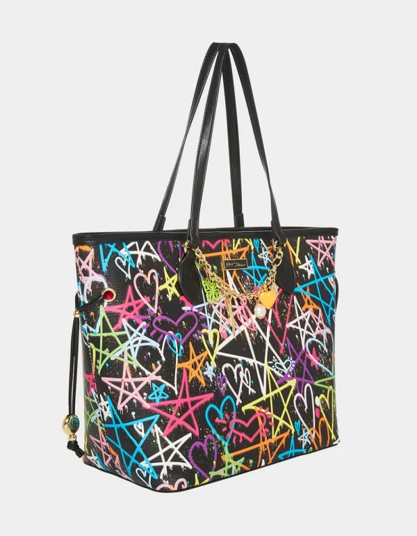 Betsey Johnson Graffiti Sweetie 2 Tote Black Fashion