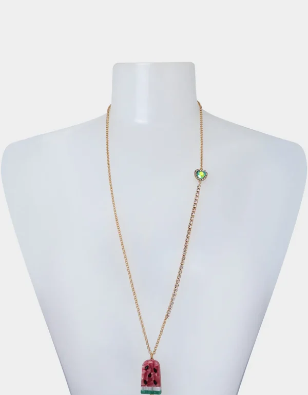 Betsey Johnson Kitsch Cookout Long Watermelon Necklace Pink Best