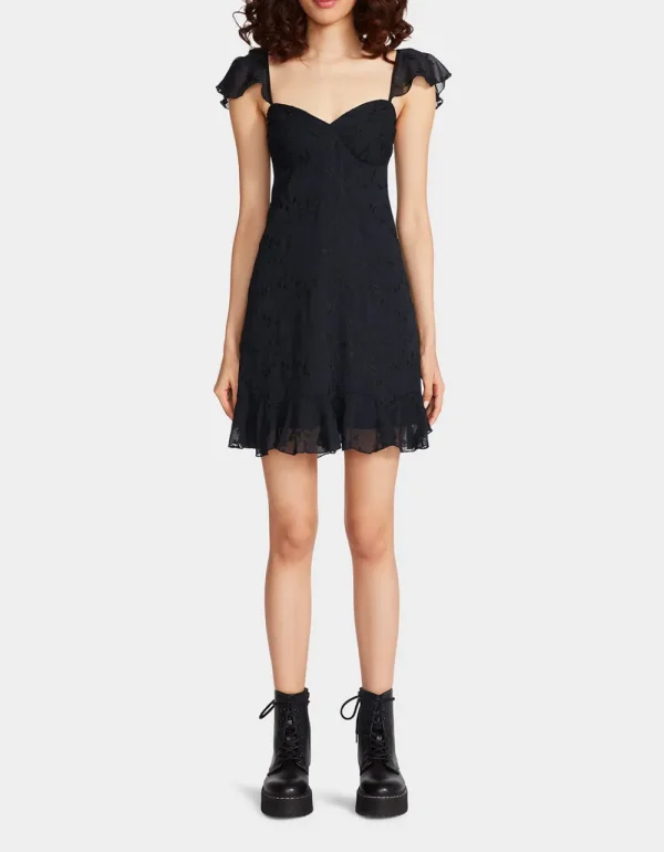 Betsey Johnson Lotus Mini Dress Black Hot