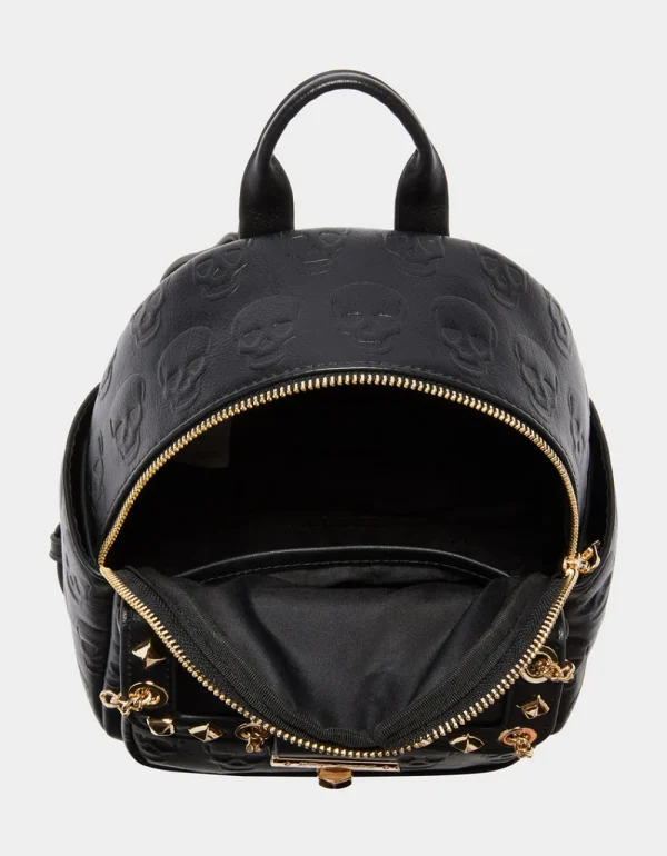 Betsey Johnson No Brainer Skull Mini Backpack Black New