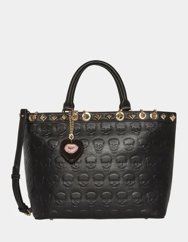 Betsey Johnson No Brainer Skull Tote Black Flash Sale