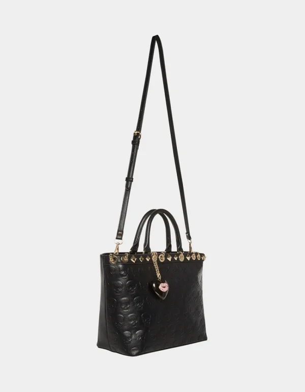 Betsey Johnson No Brainer Skull Tote Black Flash Sale