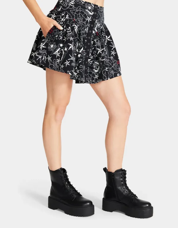 Betsey Johnson Pretty In Punk Vintage Inspired Flounce Mini Skirt Nt Tattoo Pri Best