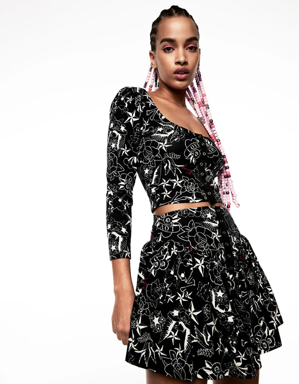 pretty_in_punk_vintage_in_4.webp Betsey Johnson Pretty In Punk Vintage Inspired Puff Sleeve Top Nt Tattoo Pri New