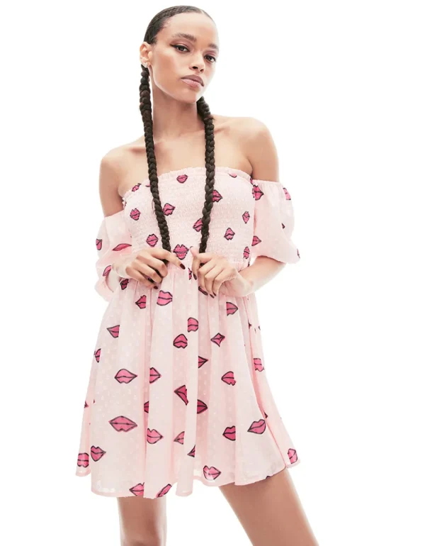 Betsey Johnson Pucker Up Mini Dress Pink Cheap
