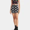 Betsey Johnson 80Th Bash Snap Front Mini Skirt Black/White Black White New