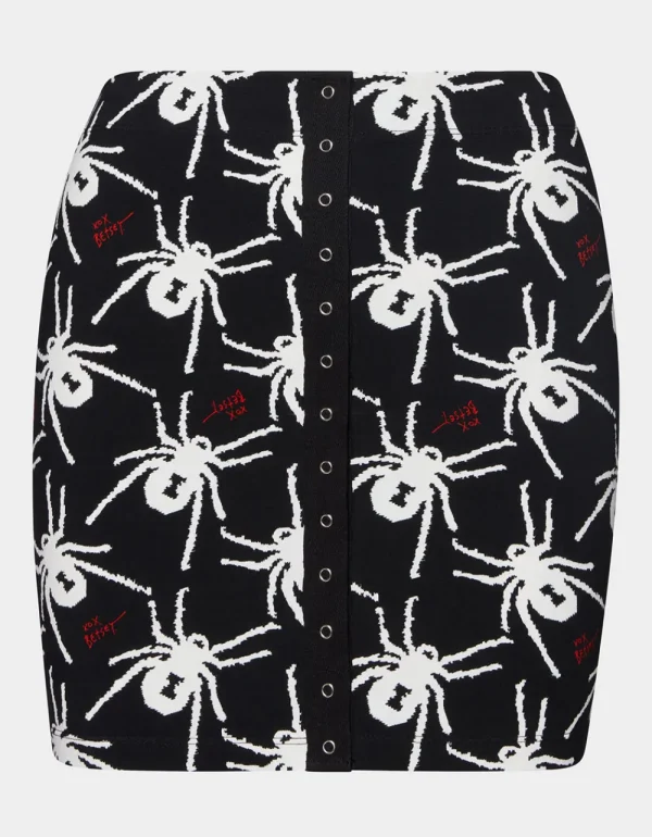 Betsey Johnson 80Th Bash Snap Front Mini Skirt Black/White Black White New