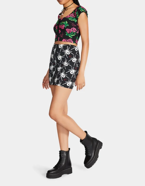 Betsey Johnson 80Th Bash Snap Front Mini Skirt Black/White Black White New
