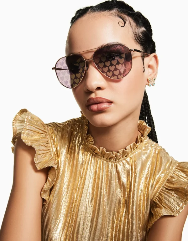 Betsey Johnson The Fine Print Sunglasses Gold Discount