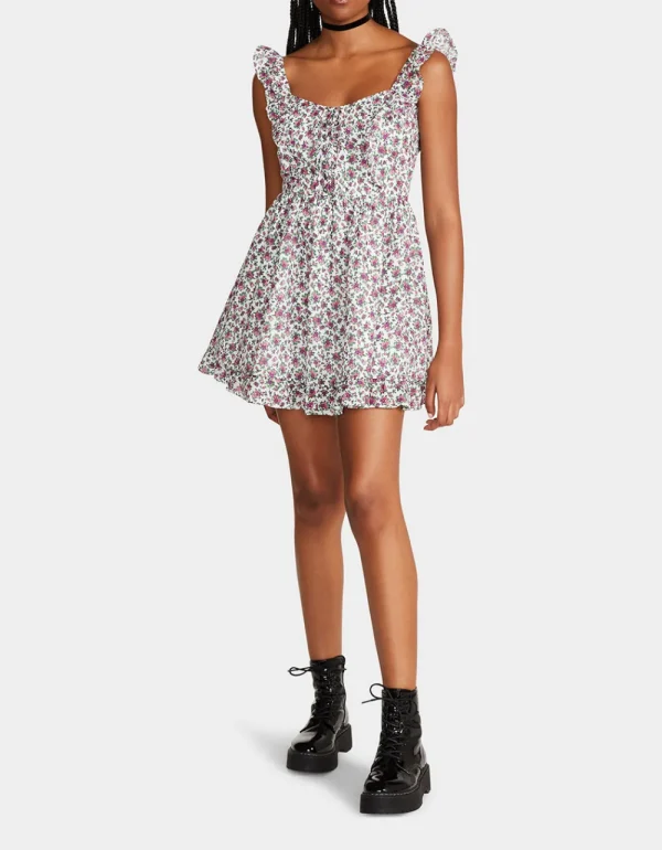 Betsey Johnson Vintage Ditsy Floral Mini Dress White Multi Best Sale