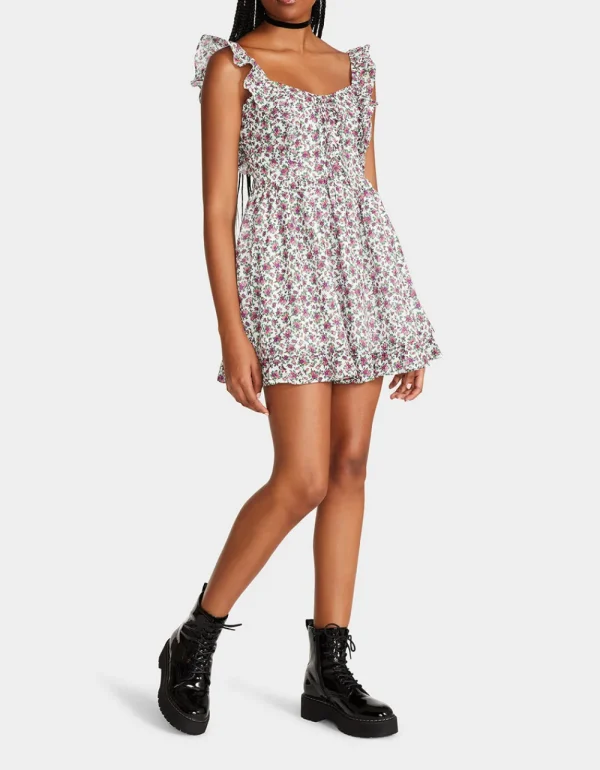 Betsey Johnson Vintage Ditsy Floral Mini Dress White Multi Best Sale