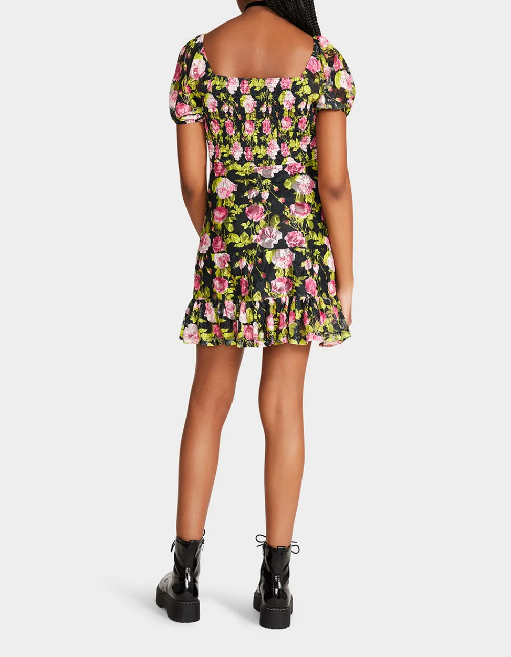 Betsey Johnson Vintage Floral Mini Dress Black Flash Sale