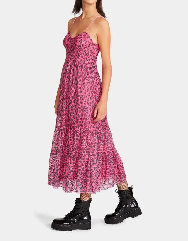 Betsey Johnson Wild N Out Stretch Lace Corset Midi Hot Pink Best Sale